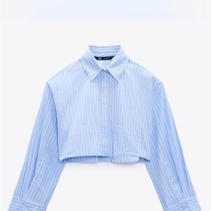 Zara Light Blue Striped Shirt